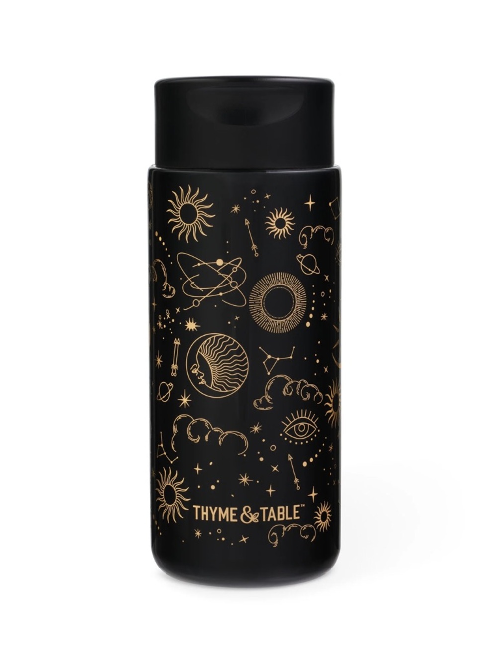Thyme & Table Black Gold Celestial Stainless 22 oz Insulated To-Go Bottle
